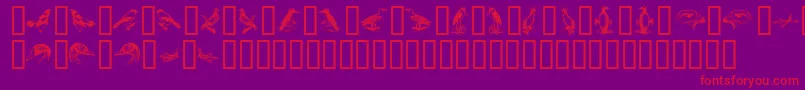 BirdsA-Schriftart – Rote Schriften auf violettem Hintergrund