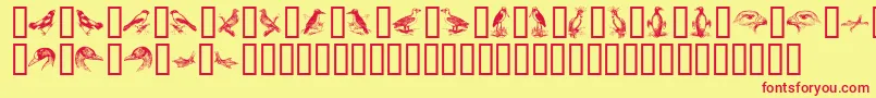 BirdsA Font – Red Fonts on Yellow Background