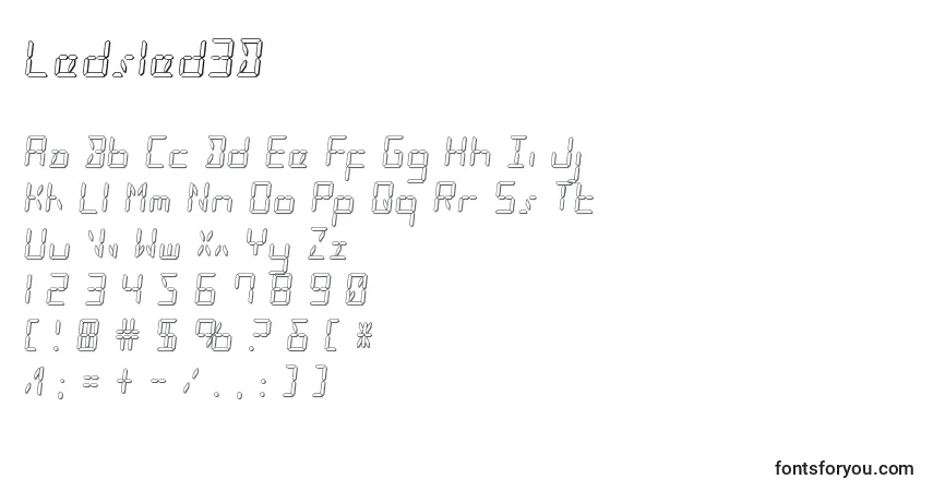 A fonte Ledsled3D – alfabeto, números, caracteres especiais