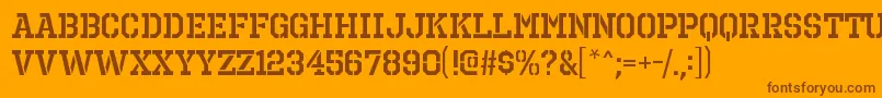 Weitere Informationen zur OctinprisonsbRegular-Schriftart OctinprisonsbRegular-Schriftart – Braune Schriften auf orangefarbenem Hintergrund