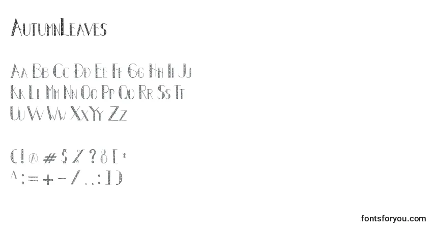 A fonte AutumnLeaves – alfabeto, números, caracteres especiais