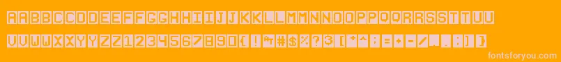 Stencilie-Schriftart – Rosa Schriften auf orangefarbenem Hintergrund