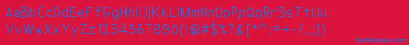 NipcenSPrintUnicode-Schriftart – Blaue Schriften auf rotem Hintergrund