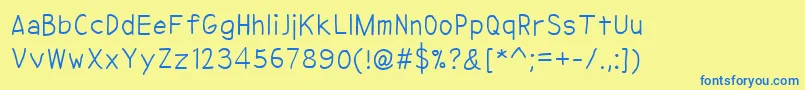 NipcenSPrintUnicode-Schriftart – Blaue Schriften auf gelbem Hintergrund