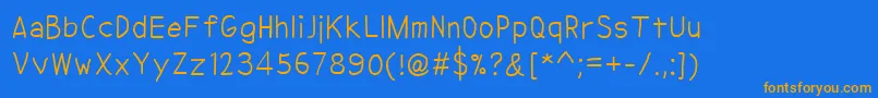フォントNipcenSPrintUnicode – オレンジ色の文字が青い背景にあります。