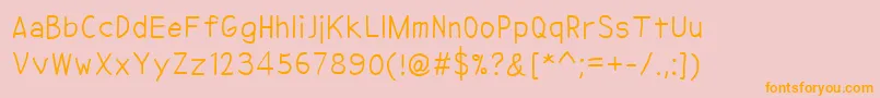 NipcenSPrintUnicode-Schriftart – Orangefarbene Schriften auf rosa Hintergrund