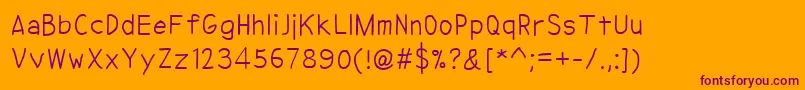 NipcenSPrintUnicode-Schriftart – Violette Schriften auf orangefarbenem Hintergrund