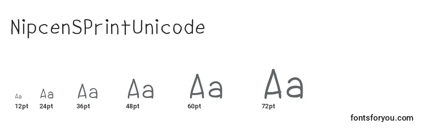 NipcenSPrintUnicode Font Sizes