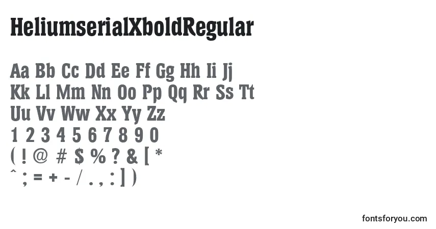 A fonte HeliumserialXboldRegular – alfabeto, números, caracteres especiais