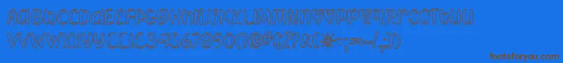 IHeartColoringTtf-Schriftart – Braune Schriften auf blauem Hintergrund