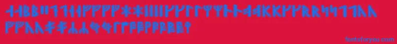 フォントGunnarrunic – 赤い背景に青い文字