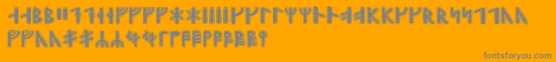 Fonte Gunnarrunic – fontes cinzas em um fundo laranja