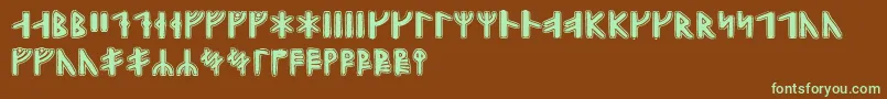 Gunnarrunic-Schriftart – Grüne Schriften auf braunem Hintergrund