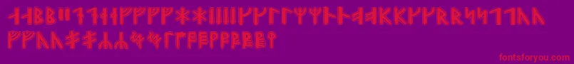Czcionka Gunnarrunic – czerwone czcionki na fioletowym tle