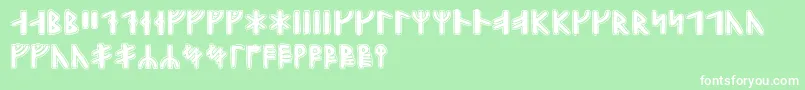 Gunnarrunic-Schriftart – Weiße Schriften auf grünem Hintergrund