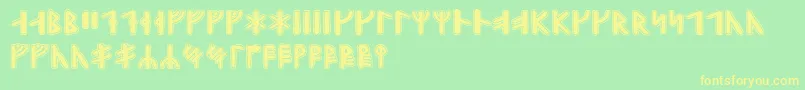 Gunnarrunic-Schriftart – Gelbe Schriften auf grünem Hintergrund