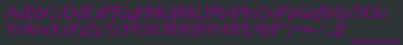 Czcionka KorinthserialItalic – fioletowe czcionki na czarnym tle