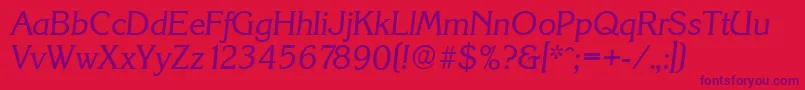 フォントKorinthserialItalic – 赤い背景に紫のフォント
