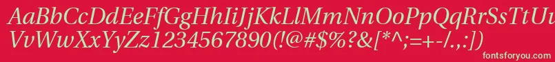 フォントUtopiaItalic – 赤い背景に緑の文字