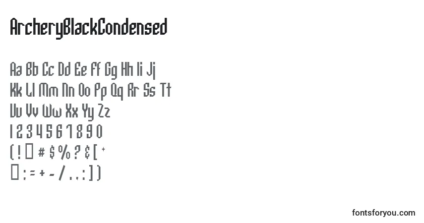 ArcheryBlackCondensed Font – alphabet, numbers, special characters
