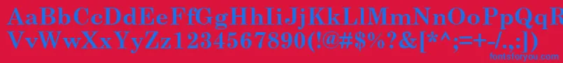 CenturySchoolbookРџРѕР»СѓР¶РёСЂРЅС‹Р№-Schriftart – Blaue Schriften auf rotem Hintergrund