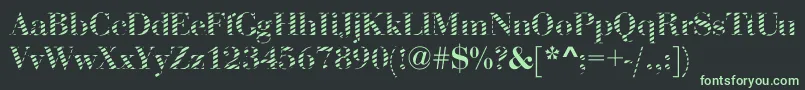 フォントAbctechBodoniStripe2 – 黒い背景に緑の文字