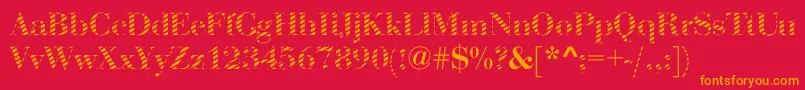 AbctechBodoniStripe2 Font – Orange Fonts on Red Background