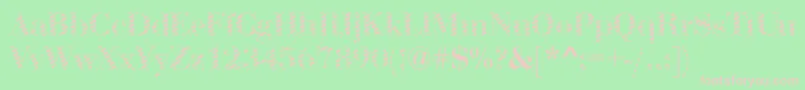 AbctechBodoniStripe2-fontti – vaaleanpunaiset fontit vihreällä taustalla