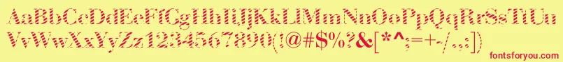 AbctechBodoniStripe2 Font – Red Fonts on Yellow Background