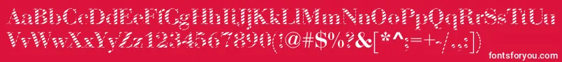 AbctechBodoniStripe2-Schriftart – Weiße Schriften auf rotem Hintergrund