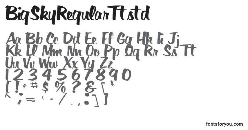 A fonte BigSkyRegularTtstd – alfabeto, números, caracteres especiais