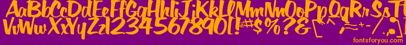 フォントBigSkyRegularTtstd – 紫色の背景にオレンジのフォント