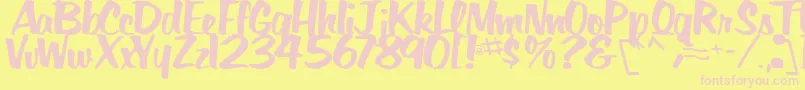BigSkyRegularTtstd-Schriftart – Rosa Schriften auf gelbem Hintergrund