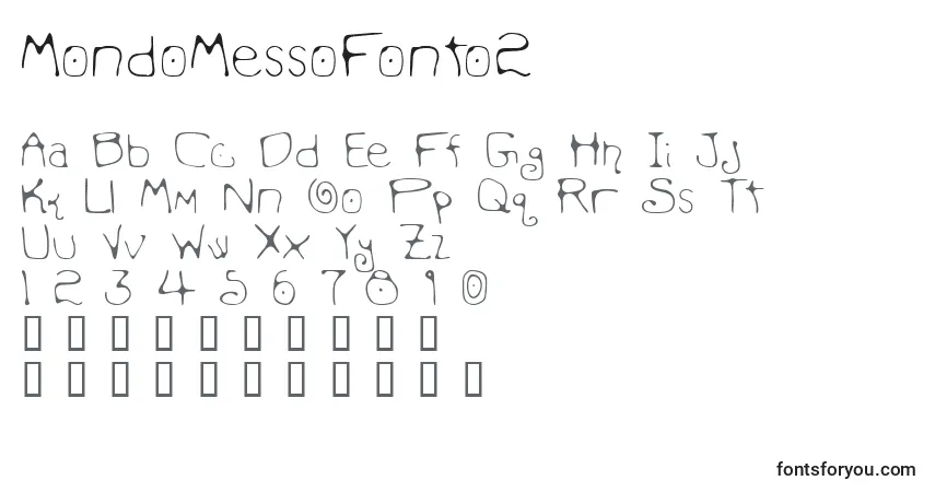 A fonte MondoMessoFonto2 – alfabeto, números, caracteres especiais