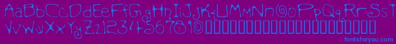 フォントMondoMessoFonto2 – 紫色の背景に青い文字