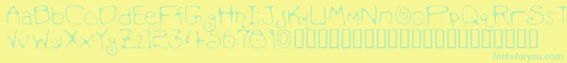 Police MondoMessoFonto2 – polices vertes sur fond jaune