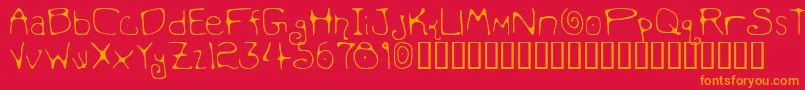 フォントMondoMessoFonto2 – 赤い背景にオレンジの文字