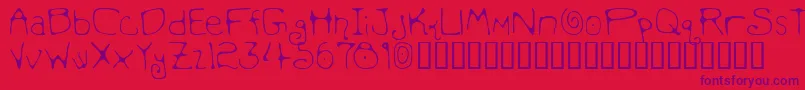 MondoMessoFonto2-Schriftart – Violette Schriften auf rotem Hintergrund
