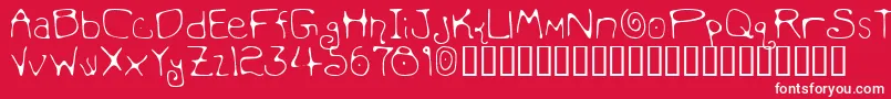 MondoMessoFonto2-Schriftart – Weiße Schriften auf rotem Hintergrund