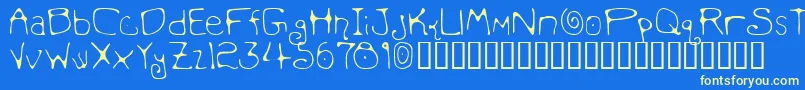 MondoMessoFonto2 Font – Yellow Fonts on Blue Background