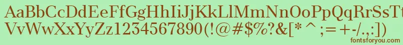 フォントModern880Bt – 緑の背景に茶色のフォント
