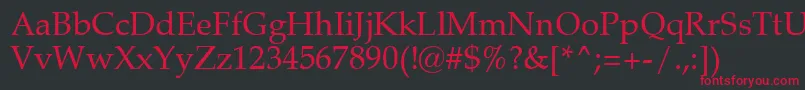フォントZapfCalligraphic801Swa – 黒い背景に赤い文字