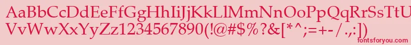 フォントZapfCalligraphic801Swa – ピンクの背景に赤い文字