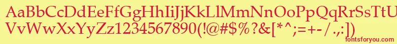 フォントZapfCalligraphic801Swa – 赤い文字の黄色い背景