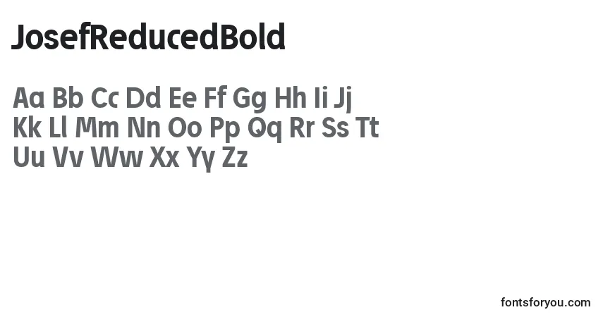 Czcionka JosefReducedBold – alfabet, cyfry, specjalne znaki