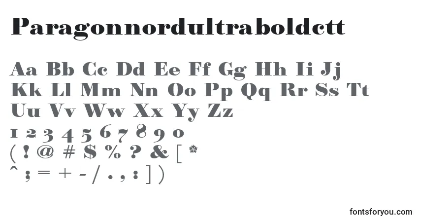 Шрифт Paragonnordultraboldctt – алфавит, цифры, специальные символы