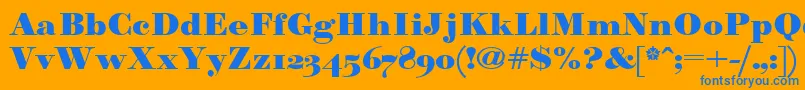 Paragonnordultraboldctt-Schriftart – Blaue Schriften auf orangefarbenem Hintergrund