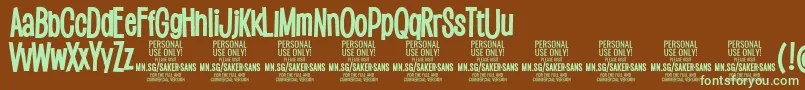 SakersansboldPersonalUse Font – Green Fonts on Brown Background