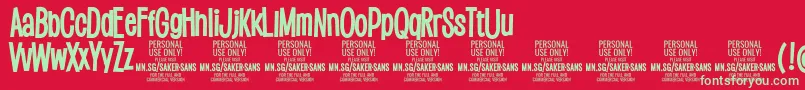 SakersansboldPersonalUse Font – Green Fonts on Red Background