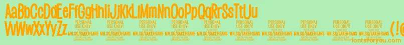 SakersansboldPersonalUse Font – Orange Fonts on Green Background